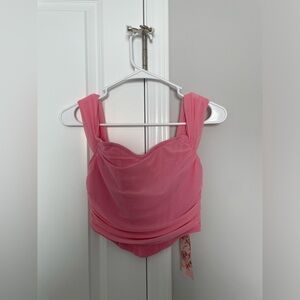 Pink zip up corset top